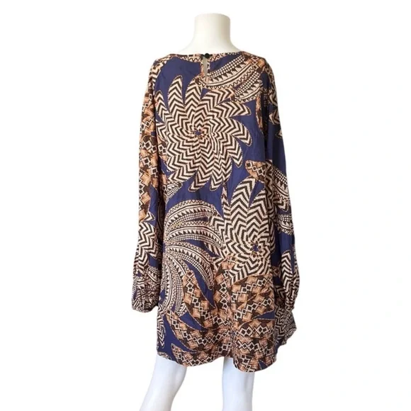 Farm Rio Yawanawa Vanahu Navy Organic Cotton Mini Dress Sz L - Picture 5 of 13